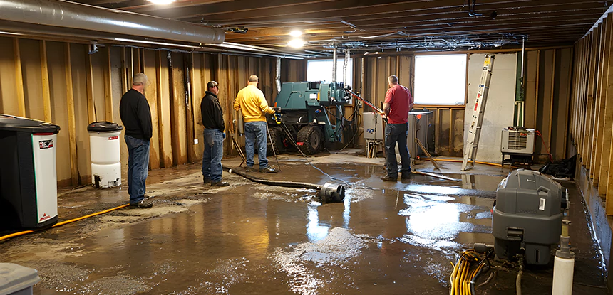 Cleaning Sewage From Basement Floor in Fairmount