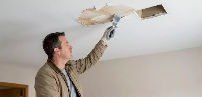 Ceiling Water Stain and Drywall Repair in Fairmount
